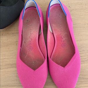Rothy's Hot Pink Pointed Knit Slip-On Flats
